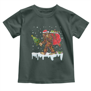 Bigfoot Christmas Tree Lights Baby Shirt Believe Xmas Sasquatch Lovers Funny TS10 Dark Forest Green Print Your Wear