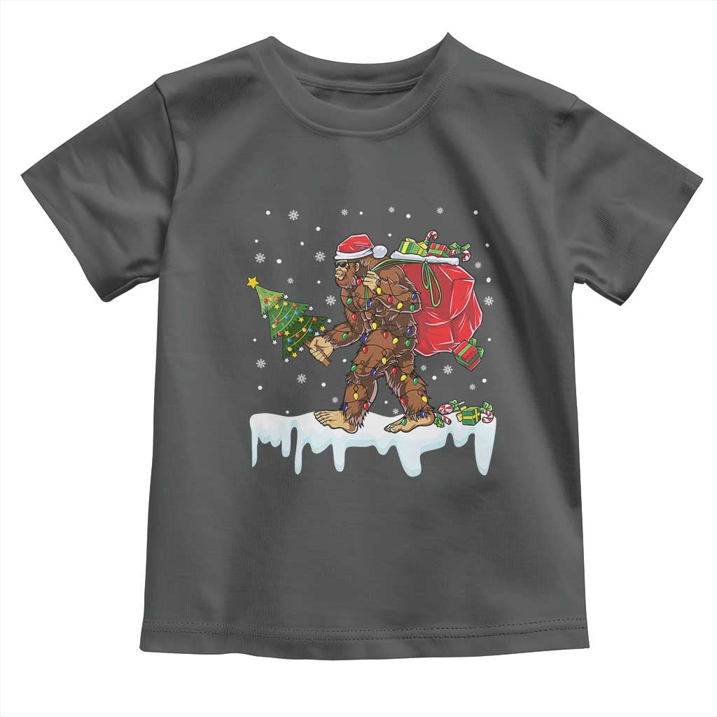 Bigfoot Christmas Tree Lights Baby Shirt Believe Xmas Sasquatch Lovers Funny TS10 Dark Heather Print Your Wear