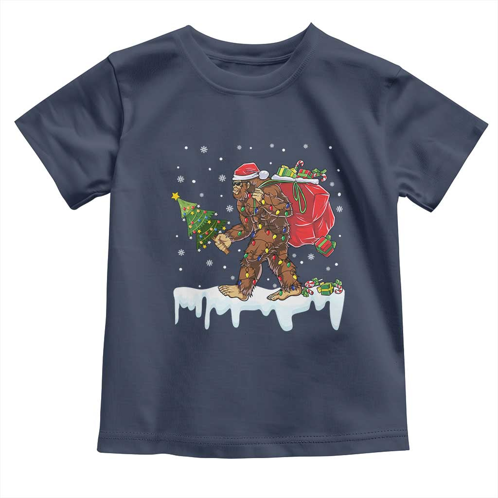 Bigfoot Christmas Tree Lights Baby Shirt Believe Xmas Sasquatch Lovers Funny TS10 Navy Print Your Wear