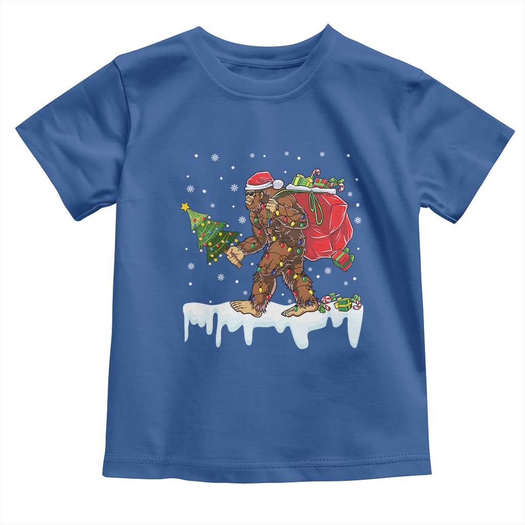Bigfoot Christmas Tree Lights Baby Shirt Believe Xmas Sasquatch Lovers Funny TS10 Royal Blue Print Your Wear