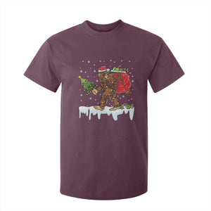 Bigfoot Christmas Tree Lights T Shirt For Kid Believe Xmas Sasquatch Lovers Funny TS10 Maroon Print Your Wear