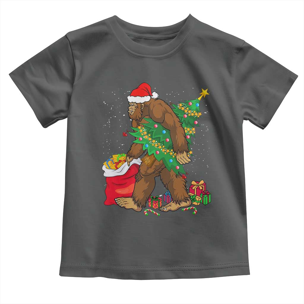 Bigfoot Christmas Baby Shirt Believe Sasquatch Lovers Xmas Tree Lights TS10 Dark Heather Print Your Wear