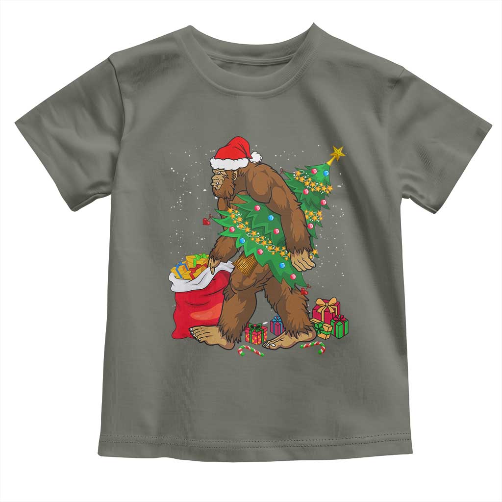 Bigfoot Christmas Baby Shirt Believe Sasquatch Lovers Xmas Tree Lights TS10 Military Green Print Your Wear