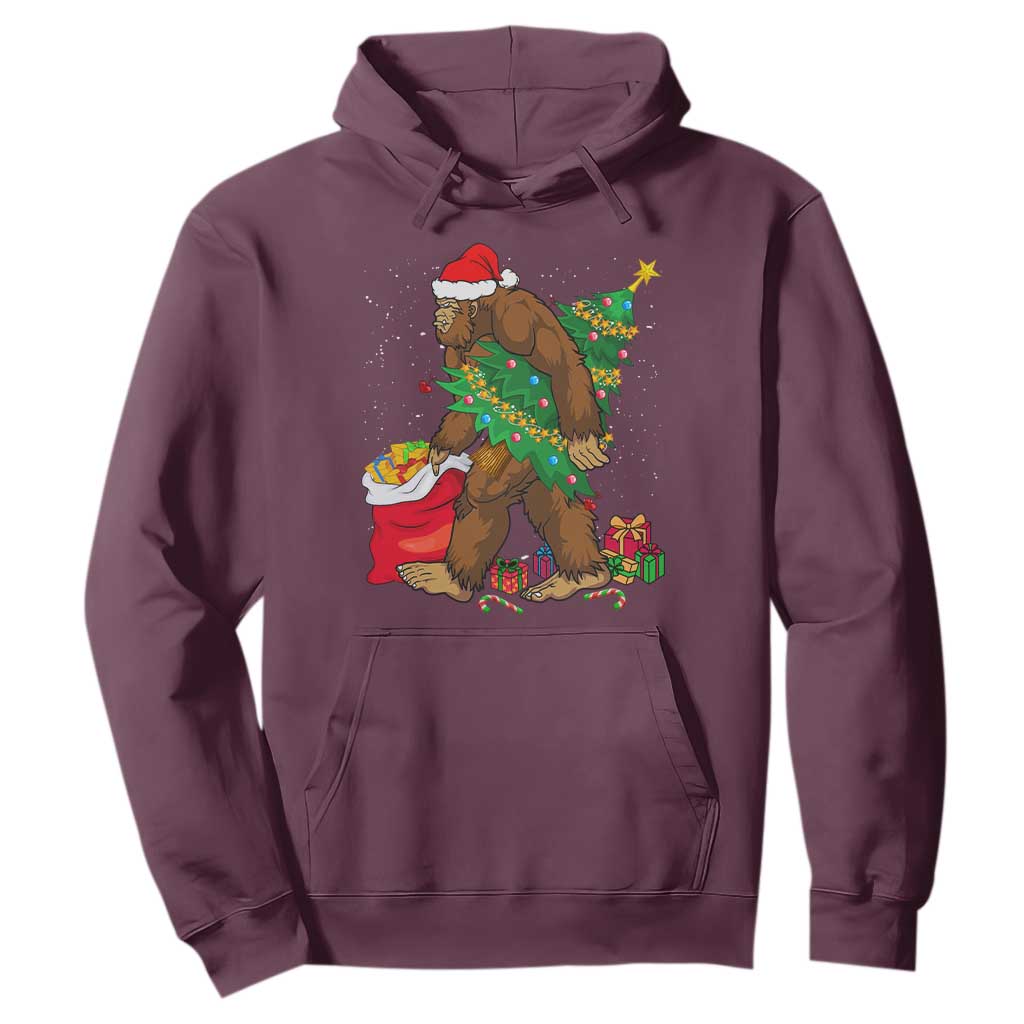 Bigfoot Christmas Hoodie Believe Sasquatch Lovers Xmas Tree Lights TS10 Maroon Print Your Wear