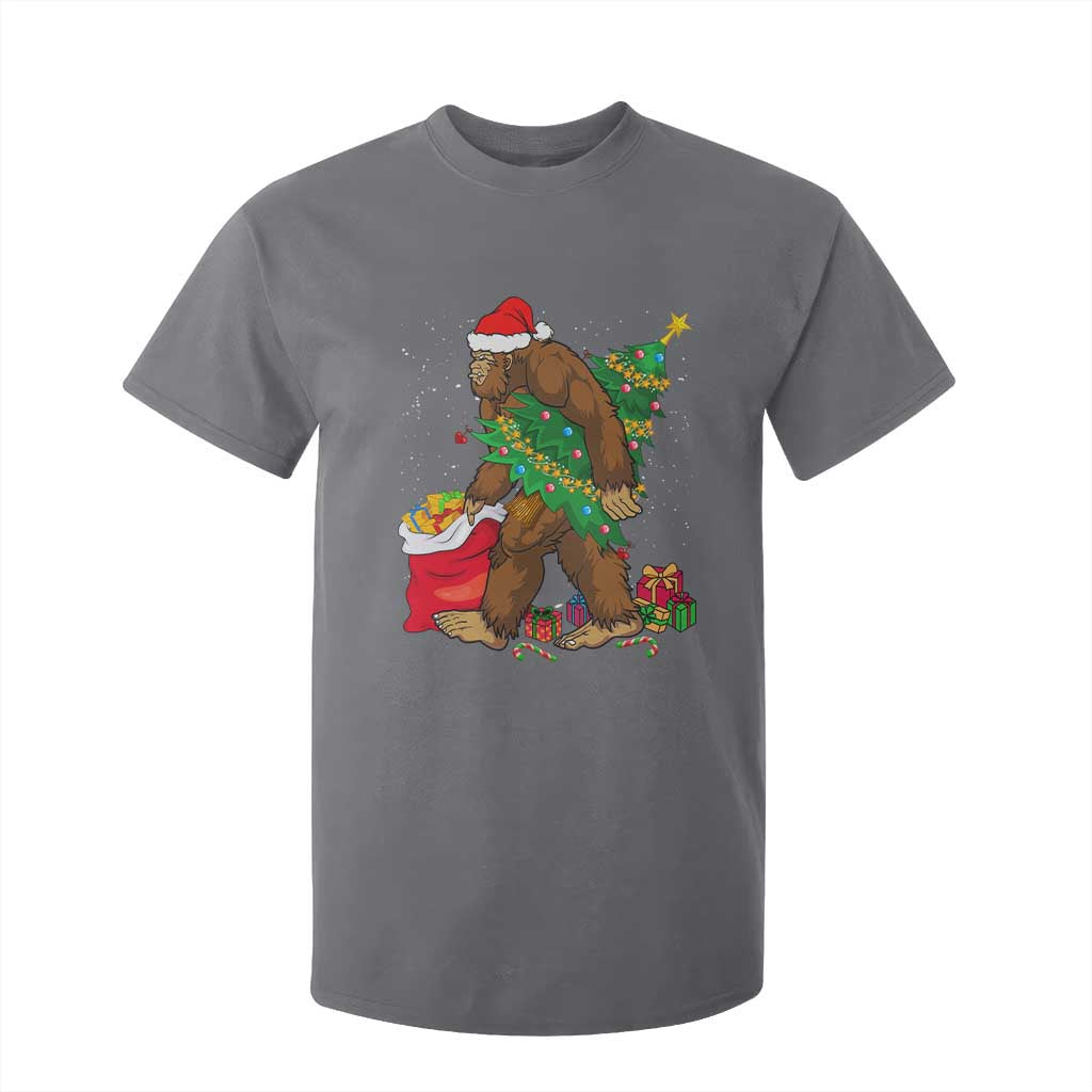 Bigfoot Christmas T Shirt For Kid Believe Sasquatch Lovers Xmas Tree Lights TS10 Charcoal Print Your Wear