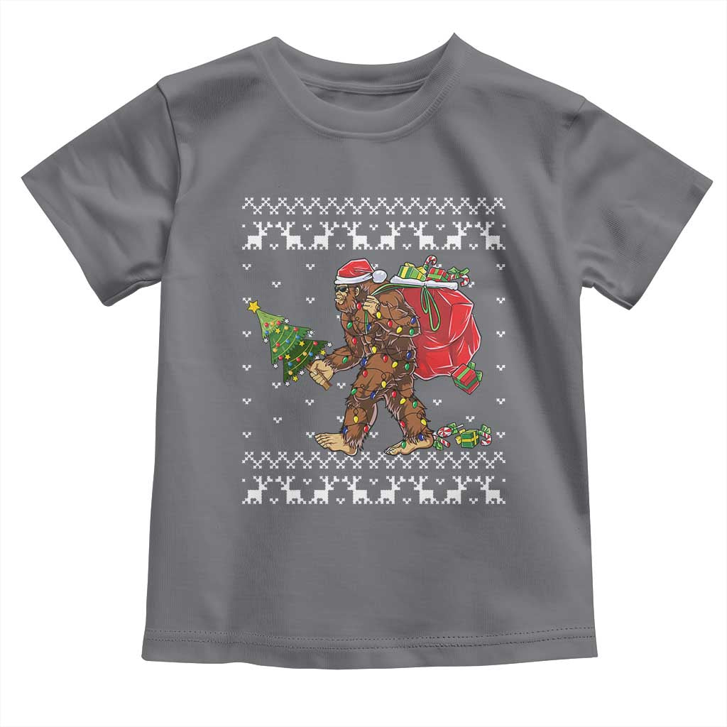 Funny Bigfoot Christmas Baby Shirt Believe Bigfoot Santa Hat Sasquatch Loves Rock On TS10 Charcoal Print Your Wear