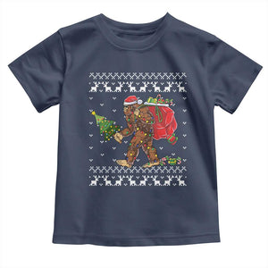 Funny Bigfoot Christmas Baby Shirt Believe Bigfoot Santa Hat Sasquatch Loves Rock On TS10 Navy Print Your Wear