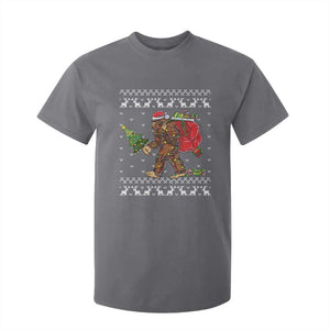 Funny Bigfoot Christmas T Shirt For Kid Believe Bigfoot Santa Hat Sasquatch Loves Rock On TS10 Charcoal Print Your Wear