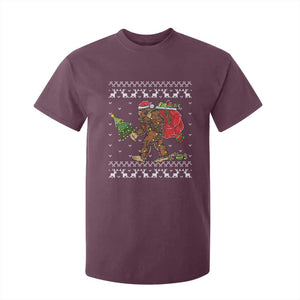 Funny Bigfoot Christmas T Shirt For Kid Believe Bigfoot Santa Hat Sasquatch Loves Rock On TS10 Maroon Print Your Wear