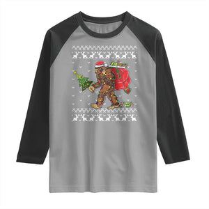 Funny Bigfoot Christmas Raglan Shirt Believe Bigfoot Santa Hat Sasquatch Loves Rock On TS10 Sport Gray Black Print Your Wear