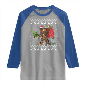 Funny Bigfoot Christmas Raglan Shirt Believe Bigfoot Santa Hat Sasquatch Loves Rock On TS10 Sport Gray Royal Print Your Wear