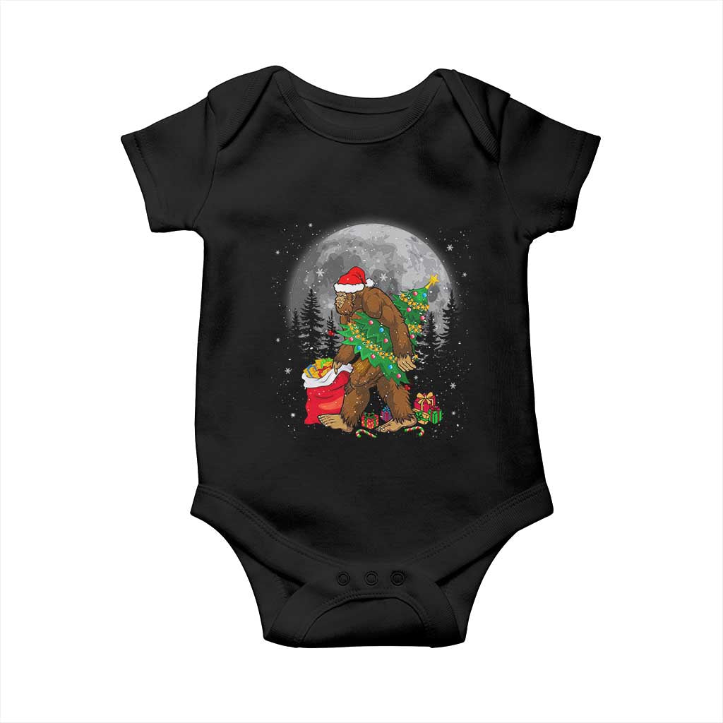 Bigfoot Christmas Tree Lights Baby Onesie Believe Xmas Sasquatch Lovers Ugly Gift TS10 Black Print Your Wear