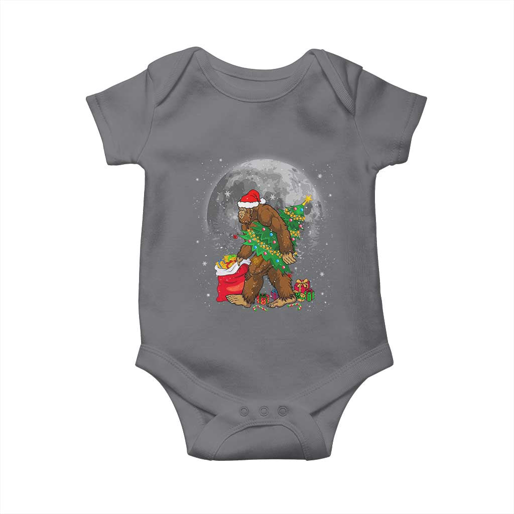 Bigfoot Christmas Tree Lights Baby Onesie Believe Xmas Sasquatch Lovers Ugly Gift TS10 Charcoal Print Your Wear