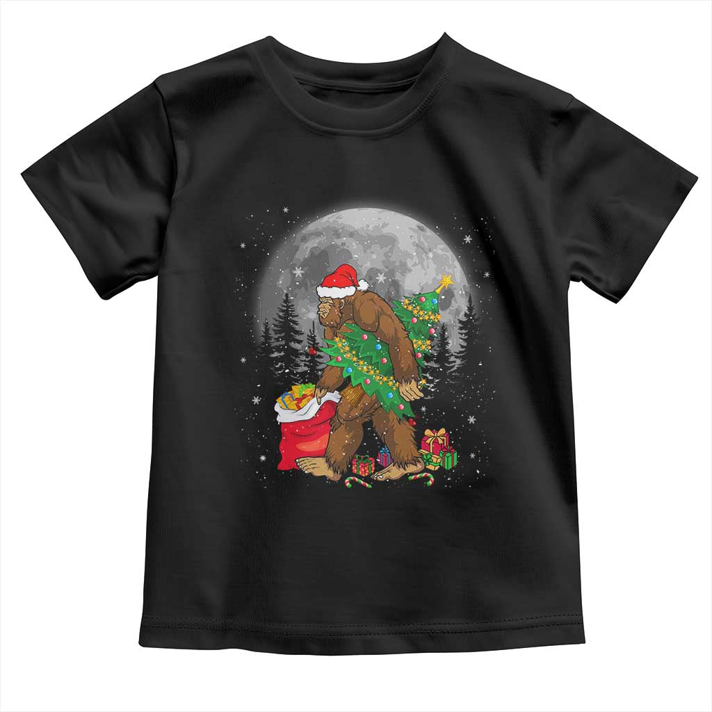 Bigfoot Christmas Tree Lights Baby Shirt Believe Xmas Sasquatch Lovers Ugly Gift TS10 Black Print Your Wear