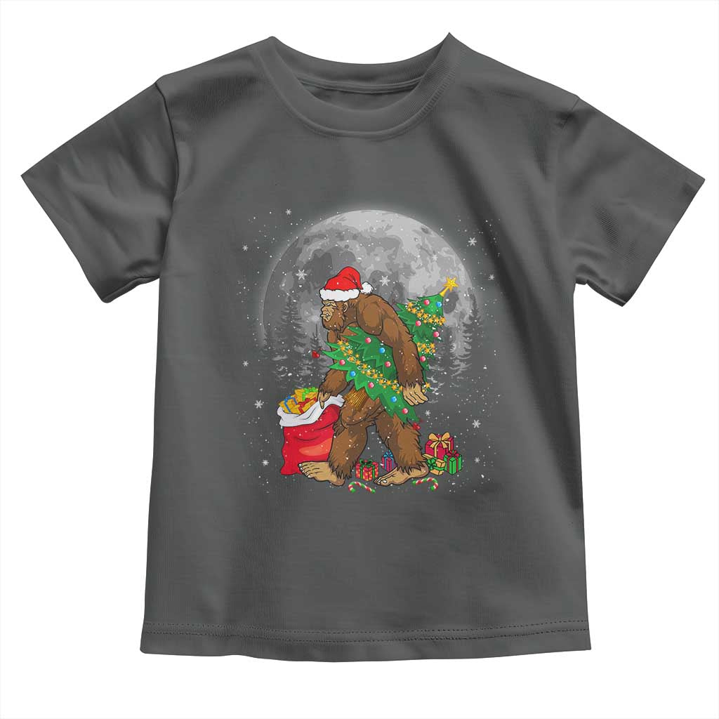 Bigfoot Christmas Tree Lights Baby Shirt Believe Xmas Sasquatch Lovers Ugly Gift TS10 Dark Heather Print Your Wear