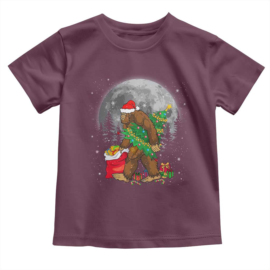 Bigfoot Christmas Tree Lights Baby Shirt Believe Xmas Sasquatch Lovers Ugly Gift TS10 Maroon Print Your Wear