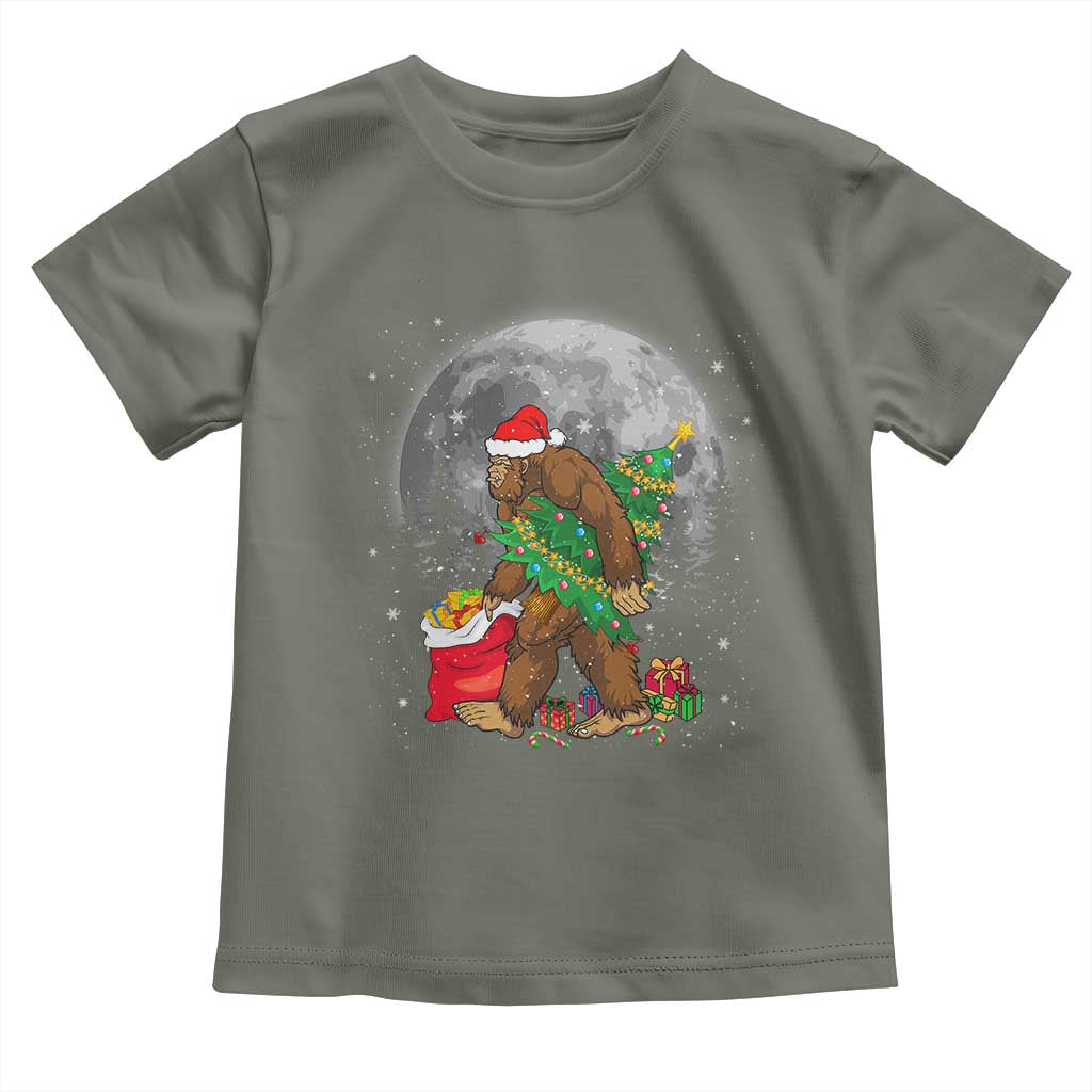Bigfoot Christmas Tree Lights Baby Shirt Believe Xmas Sasquatch Lovers Ugly Gift TS10 Military Green Print Your Wear