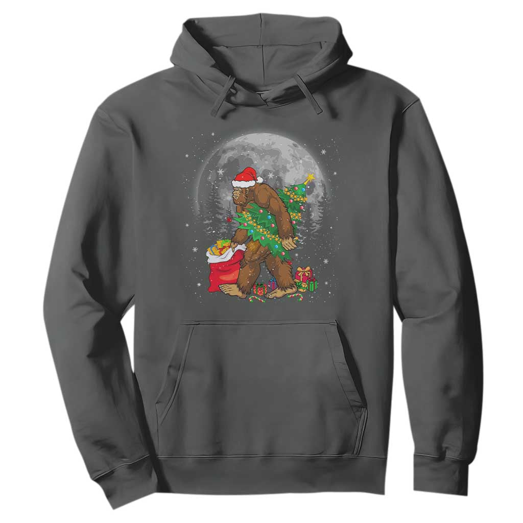 Bigfoot Christmas Tree Lights Hoodie Believe Xmas Sasquatch Lovers Ugly Gift TS10 Dark Heather Print Your Wear