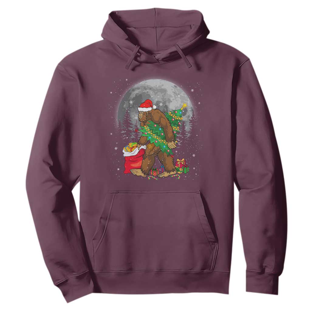 Bigfoot Christmas Tree Lights Hoodie Believe Xmas Sasquatch Lovers Ugly Gift TS10 Maroon Print Your Wear