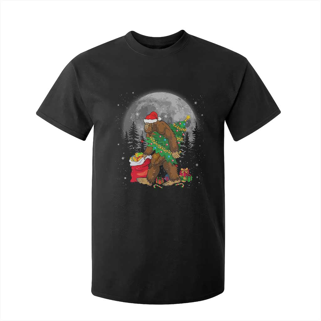 Bigfoot Christmas Tree Lights T Shirt For Kid Believe Xmas Sasquatch Lovers Ugly Gift TS10 Black Print Your Wear