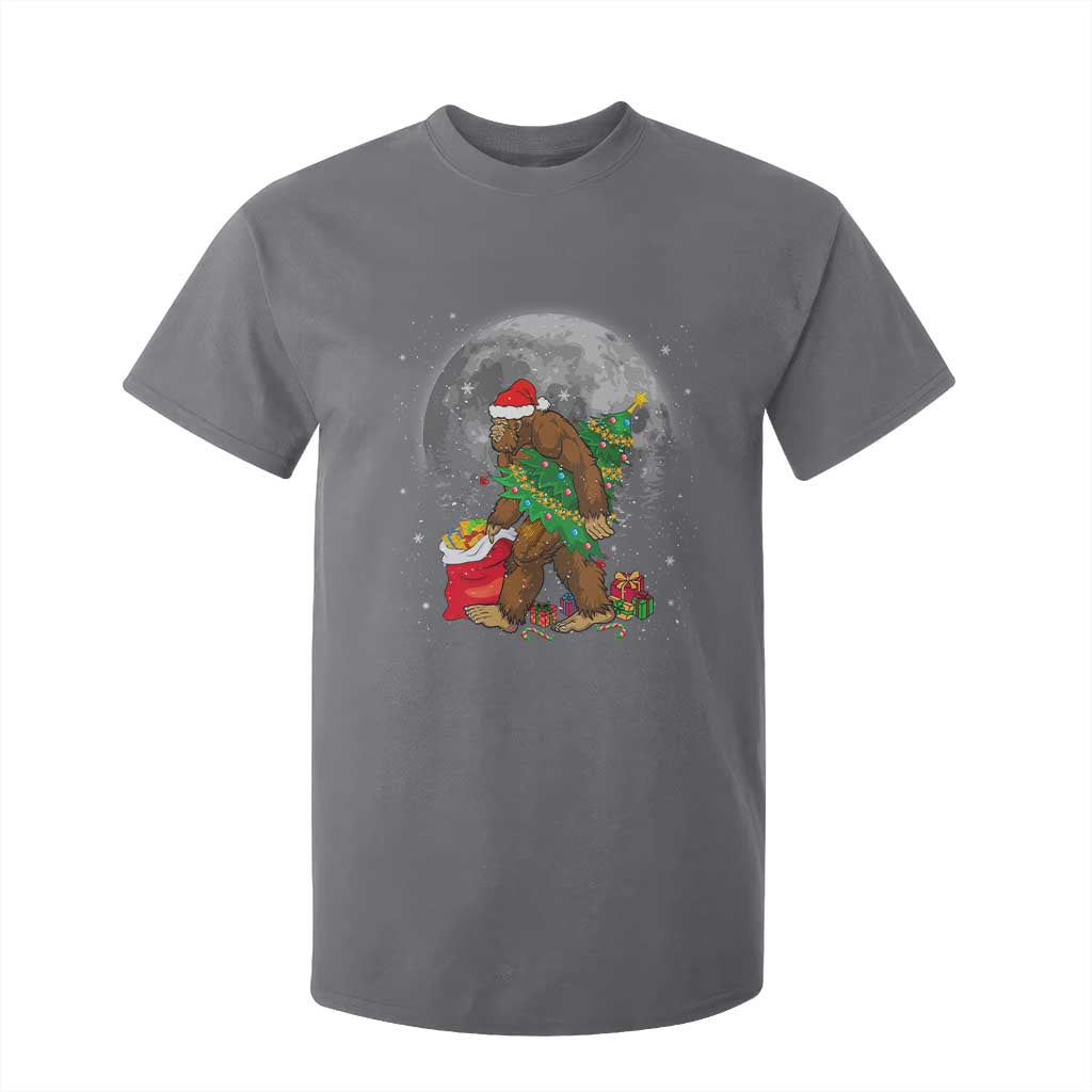 Bigfoot Christmas Tree Lights T Shirt For Kid Believe Xmas Sasquatch Lovers Ugly Gift TS10 Charcoal Print Your Wear