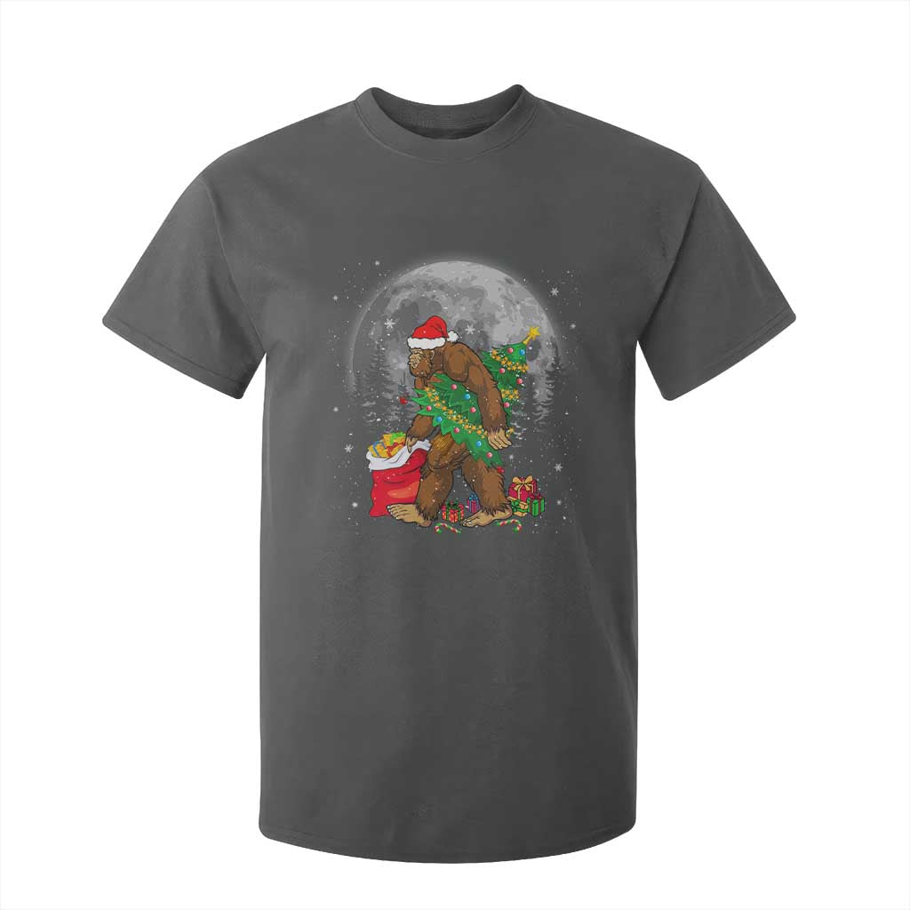 Bigfoot Christmas Tree Lights T Shirt For Kid Believe Xmas Sasquatch Lovers Ugly Gift TS10 Dark Heather Print Your Wear