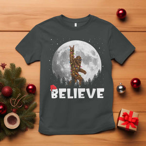 Funny Bigfoot Christmas T Shirt Cool Full Moon & Trees Sasquatch Lovers Xmas Lights TS10 Dark Heather Print Your Wear