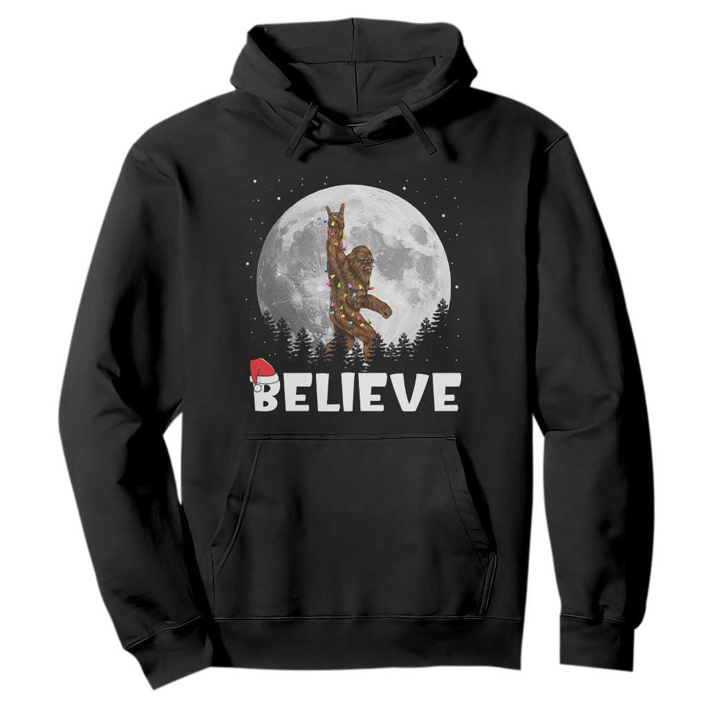 Funny Bigfoot Christmas Hoodie Cool Full Moon & Trees Sasquatch Lovers Xmas Lights TS10 Black Print Your Wear