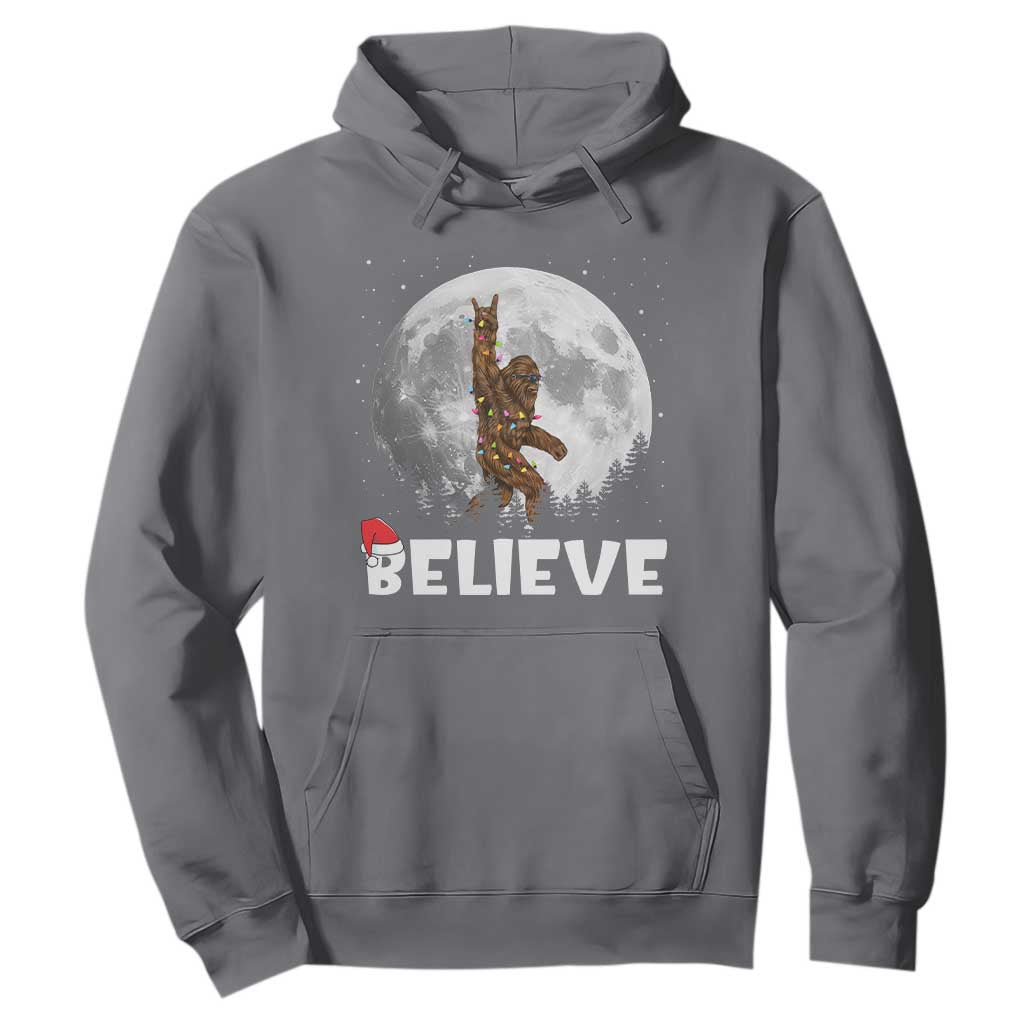 Funny Bigfoot Christmas Hoodie Cool Full Moon & Trees Sasquatch Lovers Xmas Lights TS10 Charcoal Print Your Wear