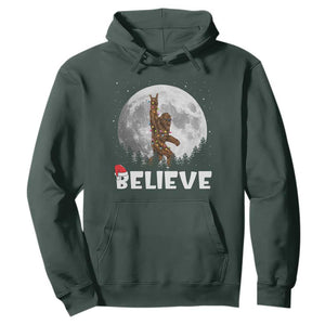 Funny Bigfoot Christmas Hoodie Cool Full Moon & Trees Sasquatch Lovers Xmas Lights TS10 Dark Forest Green Print Your Wear