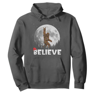 Funny Bigfoot Christmas Hoodie Cool Full Moon & Trees Sasquatch Lovers Xmas Lights TS10 Dark Heather Print Your Wear