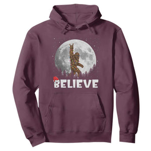 Funny Bigfoot Christmas Hoodie Cool Full Moon & Trees Sasquatch Lovers Xmas Lights TS10 Maroon Print Your Wear