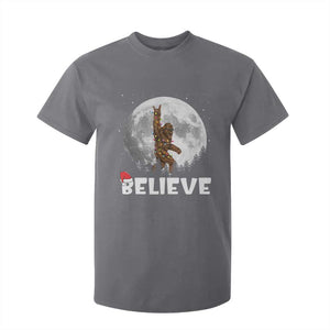 Funny Bigfoot Christmas T Shirt For Kid Cool Full Moon & Trees Sasquatch Lovers Xmas Lights TS10 Charcoal Print Your Wear