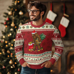 Bigfoot Ugly Christmas Sweater Pineapple Tree Lights Funny Hawaiian Xmas Sasquatch Lovers TS10 Hibiscus Print Your Wear
