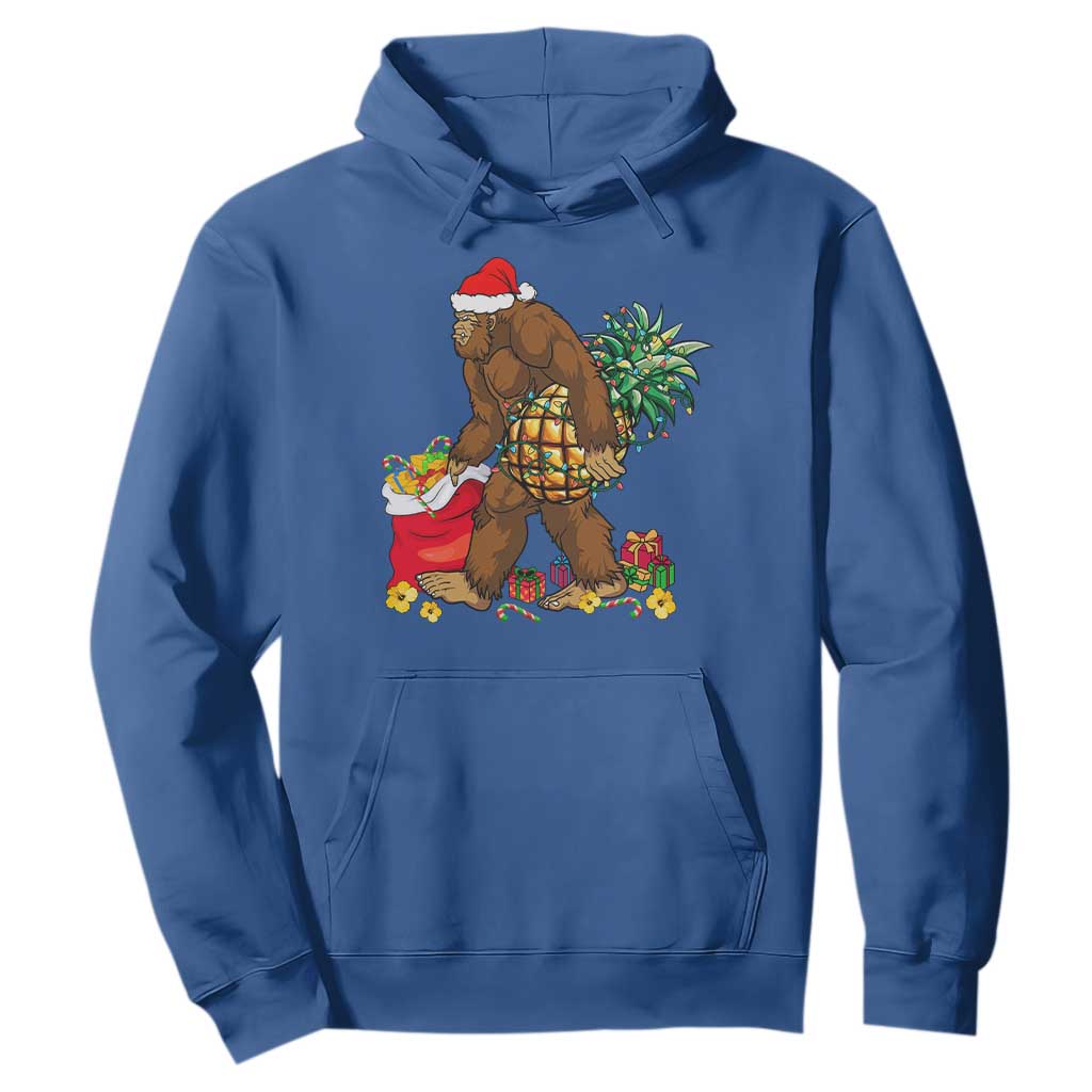 Bigfoot Christmas Hoodie Pineapple Tree Lights Funny Hawaiian Xmas Sasquatch Lovers TS10 Royal Blue Print Your Wear