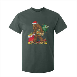 Bigfoot Christmas T Shirt For Kid Pineapple Tree Lights Funny Hawaiian Xmas Sasquatch Lovers TS10 Dark Forest Green Print Your Wear