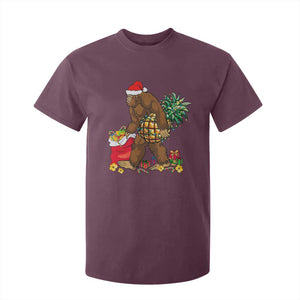Bigfoot Christmas T Shirt For Kid Pineapple Tree Lights Funny Hawaiian Xmas Sasquatch Lovers TS10 Maroon Print Your Wear