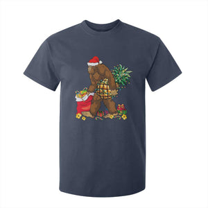 Bigfoot Christmas T Shirt For Kid Pineapple Tree Lights Funny Hawaiian Xmas Sasquatch Lovers TS10 Navy Print Your Wear