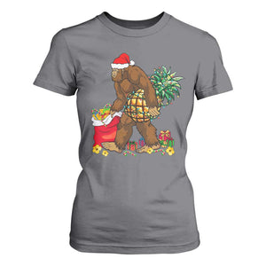 Bigfoot Christmas T Shirt For Women Pineapple Tree Lights Funny Hawaiian Xmas Sasquatch Lovers TS10 Charcoal Print Your Wear
