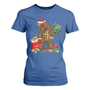 Bigfoot Christmas T Shirt For Women Pineapple Tree Lights Funny Hawaiian Xmas Sasquatch Lovers TS10 Royal Blue Print Your Wear