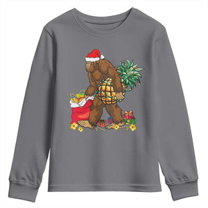 Bigfoot Christmas Youth Sweatshirt Pineapple Tree Lights Funny Hawaiian Xmas Sasquatch Lovers TS10 Charcoal Print Your Wear