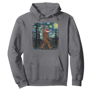 Christmas Bigfoot Starry Night Hoodie Sasquatch Santa Hat Sasquatch Van Gogh Sky Painting Art TS10 Charcoal Print Your Wear