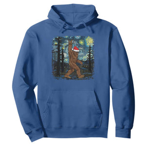 Christmas Bigfoot Starry Night Hoodie Sasquatch Santa Hat Sasquatch Van Gogh Sky Painting Art TS10 Royal Blue Print Your Wear