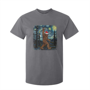 Christmas Bigfoot Starry Night T Shirt For Kid Sasquatch Santa Hat Sasquatch Van Gogh Sky Painting Art TS10 Charcoal Print Your Wear