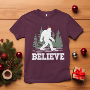 Bigfoot Christmas T Shirt Funny Sasquatch Believe Lovers Gifts TS10 Maroon Print Your Wear