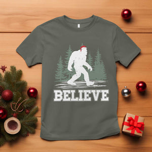Bigfoot Christmas T Shirt Funny Sasquatch Believe Lovers Gifts TS10 Military Green Print Your Wear