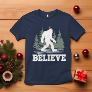 Bigfoot Christmas T Shirt Funny Sasquatch Believe Lovers Gifts TS10 Navy Print Your Wear