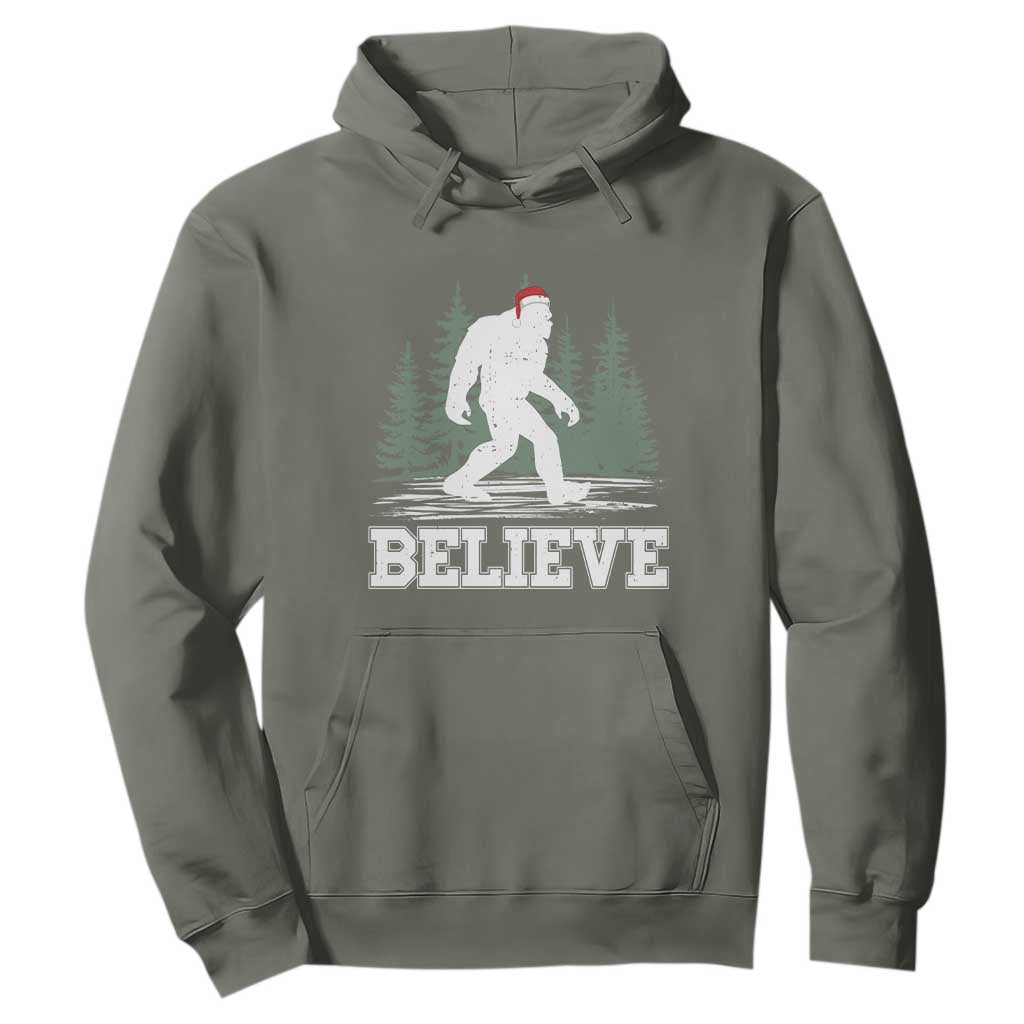 Bigfoot Christmas Hoodie Funny Sasquatch Believe Lovers Gifts TS10 Military Green Print Your Wear