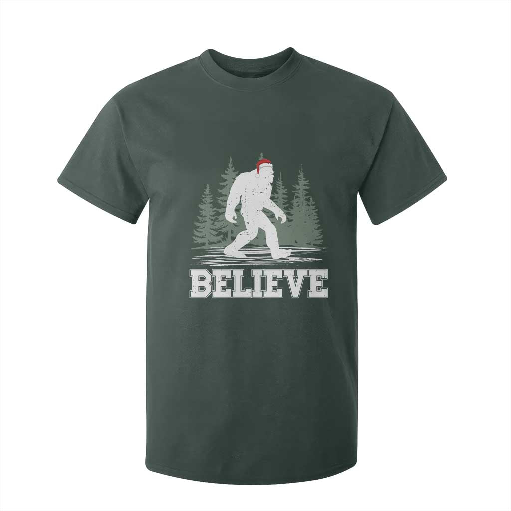 Bigfoot Christmas T Shirt For Kid Funny Sasquatch Believe Lovers Gifts TS10 Dark Forest Green Print Your Wear