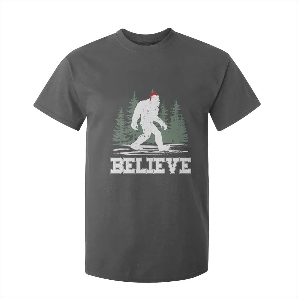 Bigfoot Christmas T Shirt For Kid Funny Sasquatch Believe Lovers Gifts TS10 Dark Heather Print Your Wear